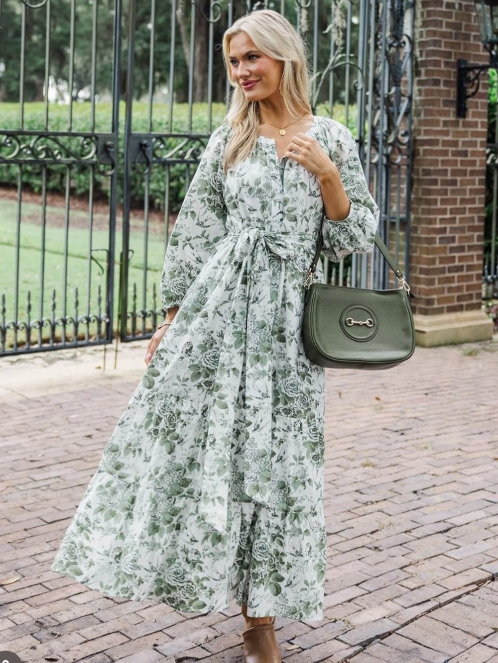 Shop the Mint Good Intentions Olive Green Toile Dress size M